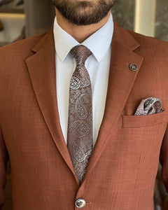 Lorenzo Moretti Slim-Fit Solid Brown Blazer
