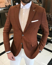 Load image into Gallery viewer, Lorenzo Moretti Slim-Fit Solid Brown Blazer
