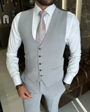 Load image into Gallery viewer, Royce White Slim-Fit Solid Gray Suit
