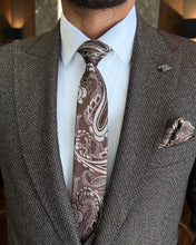 Load image into Gallery viewer, Royce Russell Slim-Fit Herringbone Brown Suit
