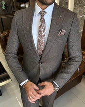 Load image into Gallery viewer, Royce Russell Slim-Fit Herringbone Brown Suit
