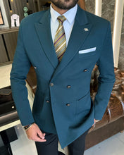 Load image into Gallery viewer, Lorenzo Mancini Green Double Breasted Slim-Fit Blazer

