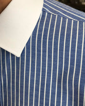 Load image into Gallery viewer, Thomas De Villiers Trim Fit Striped Dress Blue Shirt
