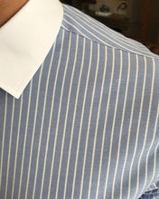 Load image into Gallery viewer, Thomas Dubois Trim Fit Striped Dress Blue Shirt
