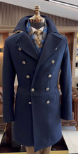 Cargar imagen en el visor de la galería, Alaska Double-Breasted Slim Fit Blue Coat
