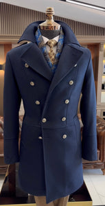 Alaska Double-Breasted Slim Fit Blue Coat