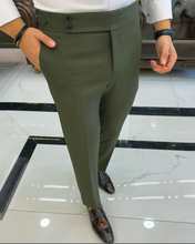 Load image into Gallery viewer, SleekEase Green Slim-Fit Solid Pants
