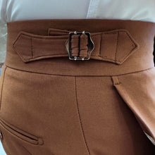 Load image into Gallery viewer, Sophisticasual Brown Slim-Fit Solid Pants
