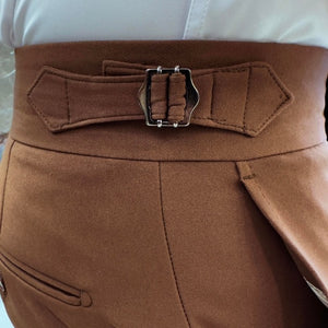 Sophisticasual Brown Slim-Fit Solid Pants