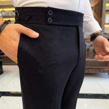 Load image into Gallery viewer, SleekEase Black Slim-Fit Solid Pants
