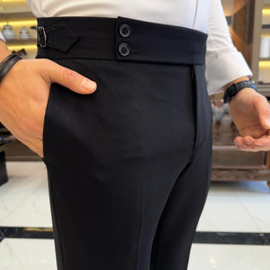 SleekEase Black Slim-Fit Solid Pants