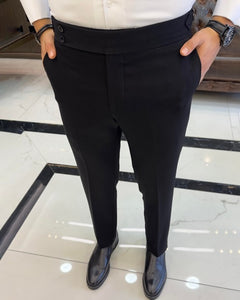 SleekEase Black Slim-Fit Solid Pants