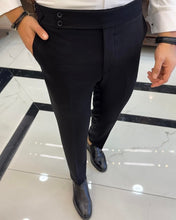Load image into Gallery viewer, SleekEase Black Slim-Fit Solid Pants

