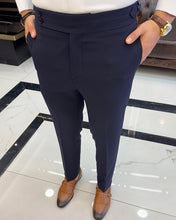 Load image into Gallery viewer, SleekEase Dark Blue Slim-Fit Solid Pants
