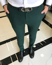 Load image into Gallery viewer, Aulus Green Slim Fit Solid Pants
