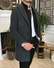 Charger l&#39;image dans la galerie, Charleston Slim Fit Gray Wool Blend Overcoat
