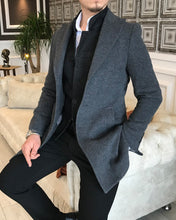 Load image into Gallery viewer, Charleston Slim Fit Gray Wool Blend Overcoat
