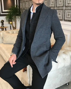 Charleston Slim Fit Gray Wool Blend Overcoat