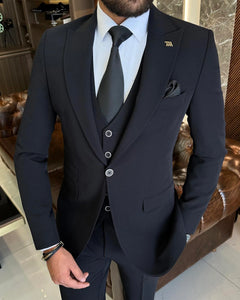 Royce Alger Slim-Fit Solid Black Suit
