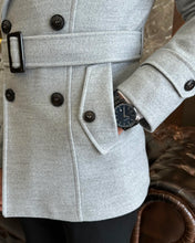 Carica l&#39;immagine nel visualizzatore di Gallery, Madison Double-Breasted Belted Slim Fit Gray Coat
