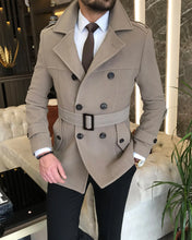 Load image into Gallery viewer, Madison Double-Breasted Belted Slim Fit Vizon Coat
