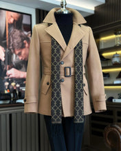 Load image into Gallery viewer, Madison Double-Breasted Belted Slim Fit Camel Coat
