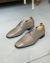 Carica l&#39;immagine nel visualizzatore di Gallery, Allen Adams Beige Genuine Leather Shiny Oxford Shoes

