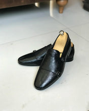Load image into Gallery viewer, Allen Adams Black Double Strap Leather Loafer

