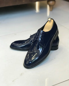 Allen Adams Black Calf Leather Shiny Oxford Shoes