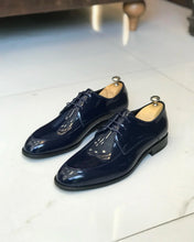 Charger l&#39;image dans la galerie, Allen Adams Black Calf Leather Shiny Oxford Shoes
