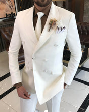 Load image into Gallery viewer, Clark Slim-Fit Solid Double Breasted White Suit

