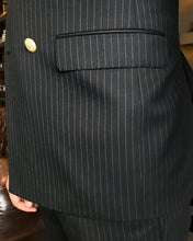 Cargar imagen en el visor de la galería, Clark Slim-Fit Stripe Double Breasted Black Suit
