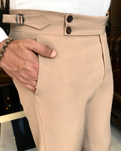 Cargar imagen en el visor de la galería, Luke Bernardi Beige Slim Fit Solid Pants
