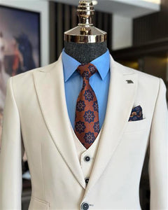 Royce Lakes Slim-Fit Solid Beige Suit