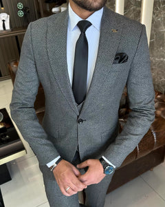 Royce Brook Slim-Fit Herringbone Anthracite Suit