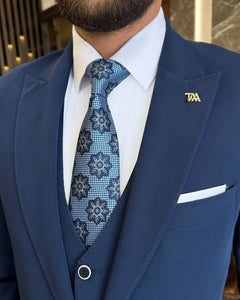 Royce Lewis Slim-Fit Solid Blue Suit