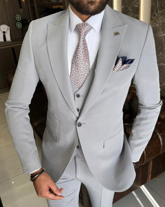 Royce White Slim-Fit Solid Gray Suit