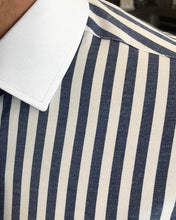 Laden Sie das Bild in den Galerie-Viewer, Thomas Blouin Trim Fit Striped Dress Navy Blue Shirt
