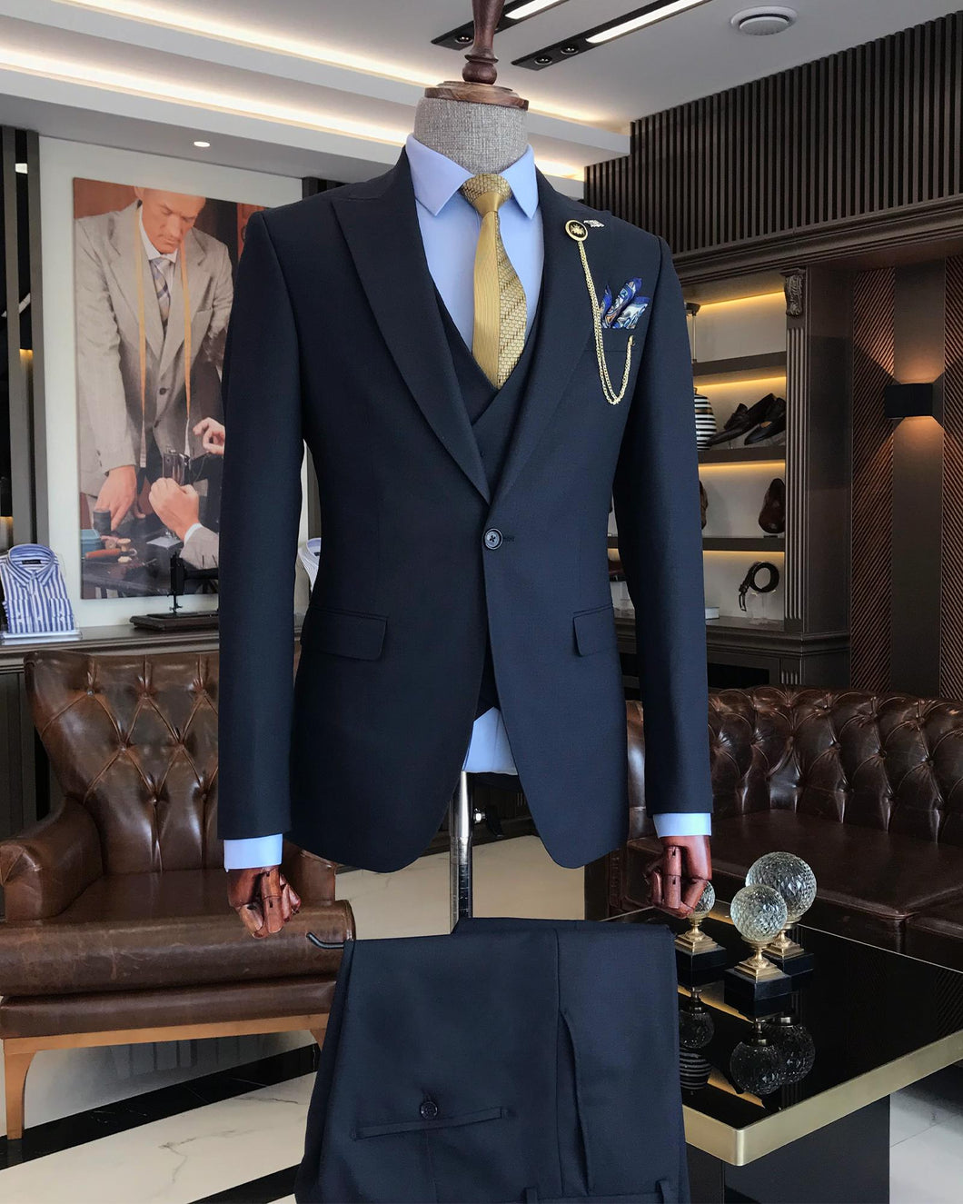 Elliott Slim-Fit Solid Dark Blue Suit