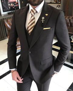 Hank Slim-Fit Solid Brown Suit