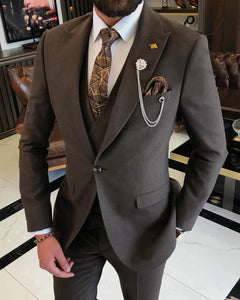 Everett Slim-Fit Solid Brown Suit