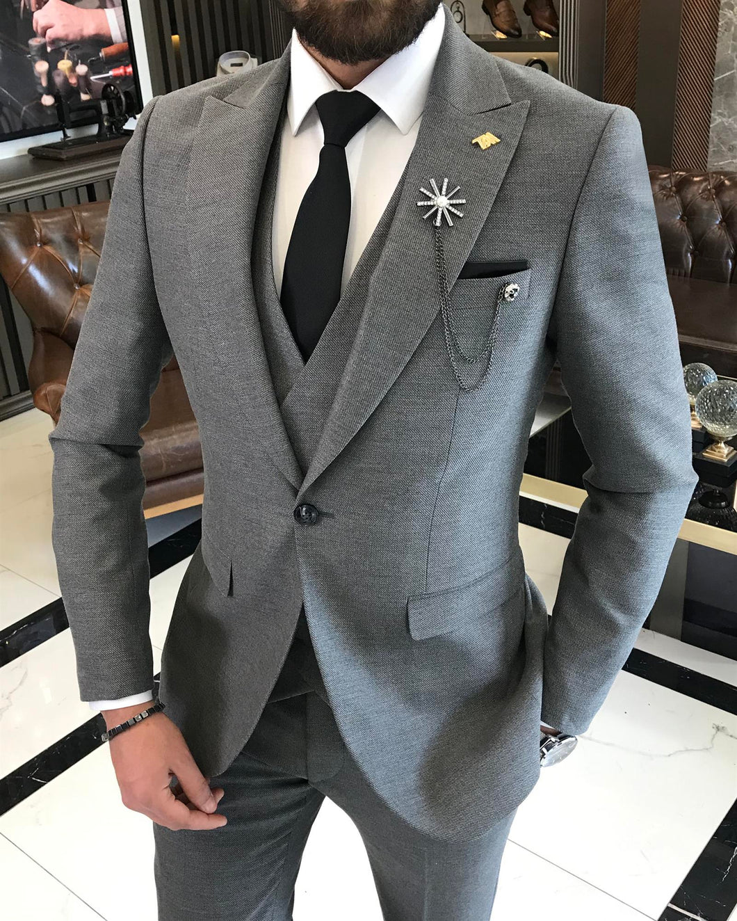 Elliott Slim-Fit Solid Gray Suit