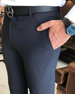 Charles Bellini Anthracite Slim Fit Solid Pants