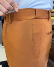 Load image into Gallery viewer, SleekEase Orange Slim Fit Solid Pants
