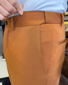 SleekEase Orange Slim Fit Solid Pants