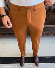 Load image into Gallery viewer, SleekEase Orange Slim Fit Solid Pants
