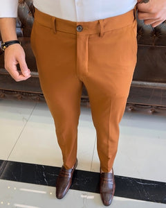 SleekEase Orange Slim Fit Solid Pants