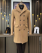 Load image into Gallery viewer, Alaska Double-Breasted Slim Fit Camel Coat
