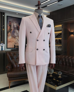 Clark Slim-Fit Solid Double Breasted Pink Suit