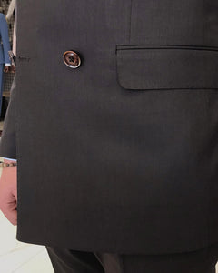 Clark Slim-Fit Solid Double Breasted Brown Suit